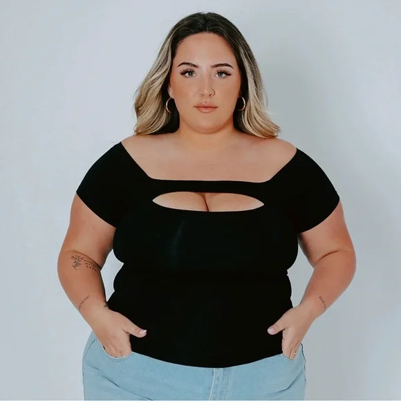 Klassy Network Off the Shoulder Peek-a-Boo shirt (NWT) - Picture 1 of 7